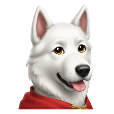 White husky with a red cape sticker