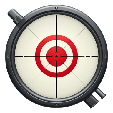 An icon showing the view through a gun's crosshair, with a rifle aimed at a target. The design highlights the sharp focus and intensity of FPS games, with dynamic targeting lines and a sense of action. Transparent background emphasizes the precision and thrill of first-person shooters. sticker