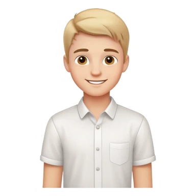 A handsome young smiling boy in a white shirt sticker