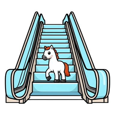 Horse at bottom of escalator  sticker