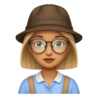 hatted girl with glasses sticker
