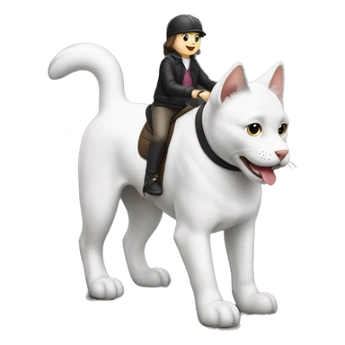 black and white kitty riding laddie dog sticker