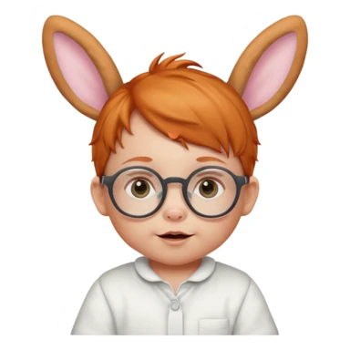 bunny ear wearing ginger small baby spectacled sticker