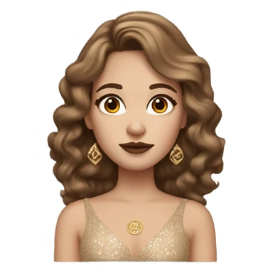 Create the zodiac sign leo as a pale brunette brown hair girl with elaborate makeup and dress that matches the zodiac sign  sticker