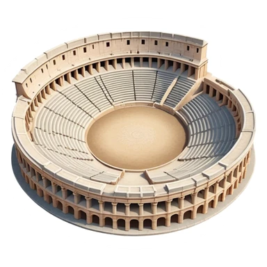 Cinematic Realistic Pula Arena Landmark Emoji, showcasing the ancient Roman amphitheater rendered with detailed weathered stone textures and dramatic lighting. sticker