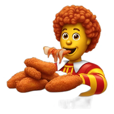 Ronald McDonald eating chicken wings sticker