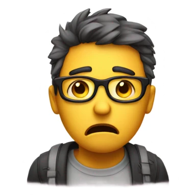 Nerd emoji crying with hearts and a sad face sticker