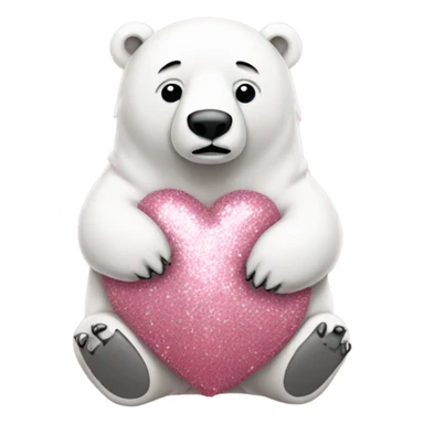 Rose pink full body polar bear sitting down with glitter sticker