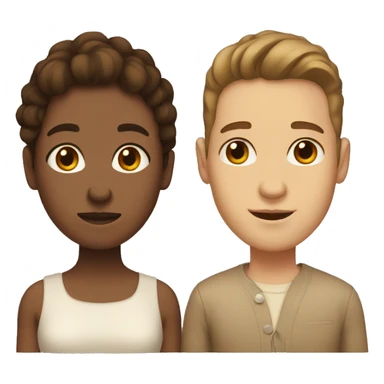 love couple with brown hair and beige skin sticker