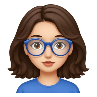 Fille brune cheveux ondulés yeux bleus lunettes sticker