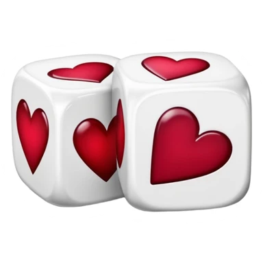 two dices in with burgundy red heart details sticker