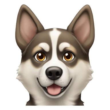 Husky mixed with German shepherd, one blue eye and one brown eye, more brown with tan spots sticker