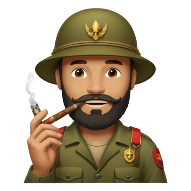 brauny bearded cool jungle commando smoking a cigar with a grin sticker