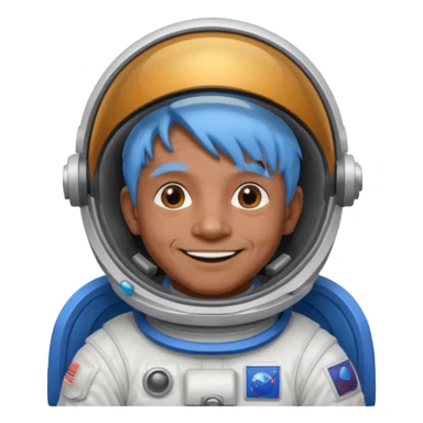 old man, brown skin astronaut with blue hair, smile sticker