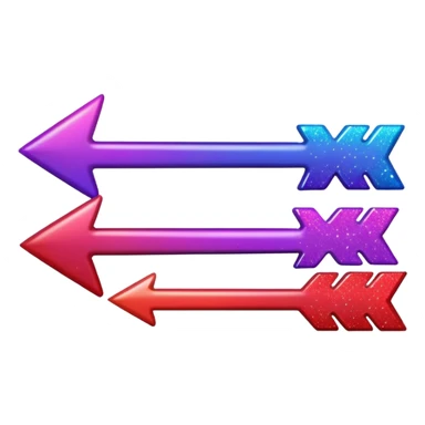 color gradient between red and purple glitter arrow sticker