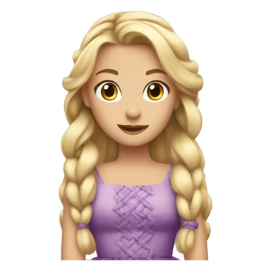 Purple dress, long blonde hair in a braid with flowers princess sticker