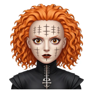 pinhead Hellraiser -  huge curly orange hair sticker