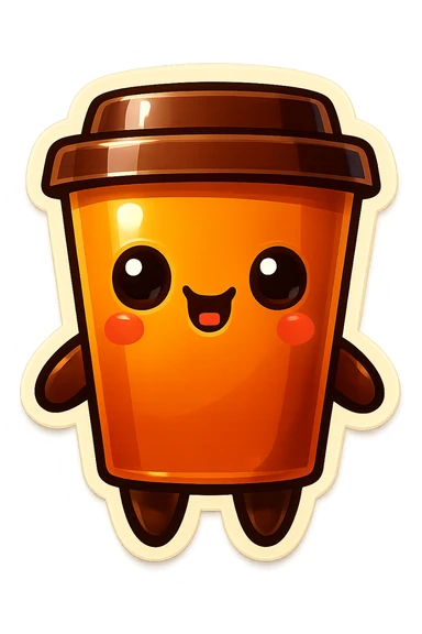 Tall coffee cup, hiding itself sticker