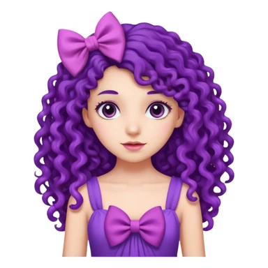 purple long curly haired girl with bow sticker
