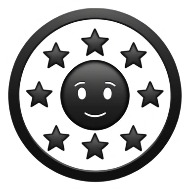 Can u make a emoji with 15 stars in a circle no face no nothin just lines and nothing in the middle and the stars have nothing it in too just lines black and white no face  sticker