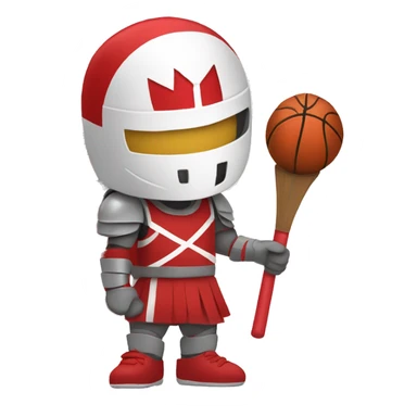 Red and  white Knight playing  girls basketball sticker