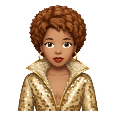 Macy Gray with brown hair, ivory sequin outfit sticker