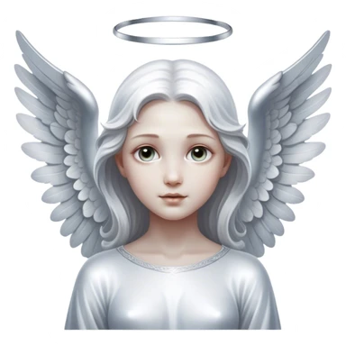 Cinematic Angel, Ultra realistic 32k HD, hauntingly beautiful, Balanced features, highly detailed, glowing with silver light, high shine, remembrance, a painting of white silver, fanciful, enchanting, ghostly. The image is so lifelike it feels as though it could leap off the canvas at any moment sticker