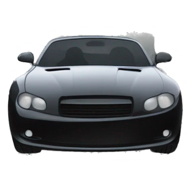 "Far POV of a black sports car driving fast through the city. A white roadman in a black ski mask is visible inside through the car windows. The entire black car is in motion, with blurred city streets in the background. sticker