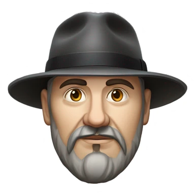Russian writer Alexander Kuprin Photorealism A plump serious man of Slavic appearance with Small eyes with goatee beard and mustache, with a  short haircut, big detailed face, wrinkled face, wearing a fedora hat sticker