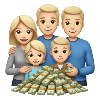 money around a family of four people sticker
