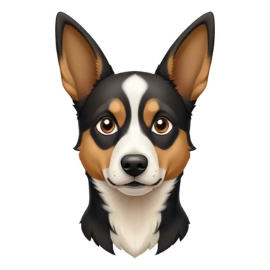 Black tan and white dog with pointy ears. Shepard and terrier face. mostly black and white. Only tan eyebrows sticker