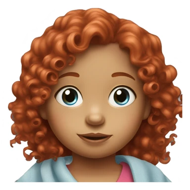  Little girl with red curly hair 2 years old blue eyes under blanket with sippy cup sticker