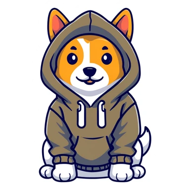 Dog wearing a hoodie sticker