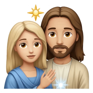 Jesus animado con una mujer ayudándola, variadas sticker