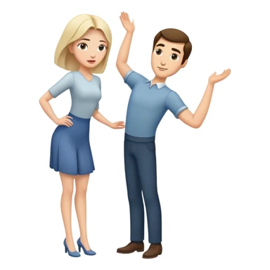 Bending woman whit a standing man behind her  sticker