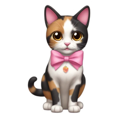 calico cat with a pink bow sticker