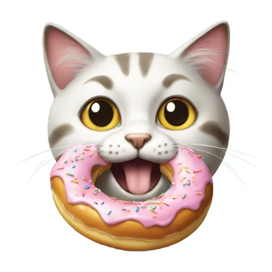 cat eating donut sticker