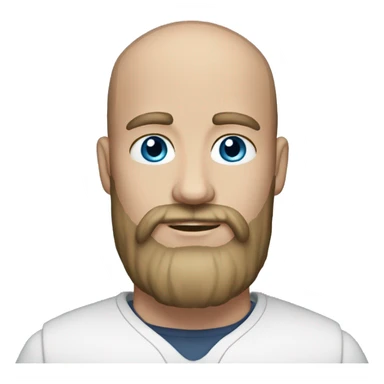 Man with dark blonde hair. A short polytail and bald spots on right and left side of his head. Blue eyes and dark blonde beard  sticker