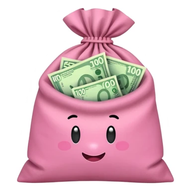 Forest Green Australian $100 long rectangle money notes overflowing in a pink sack sticker