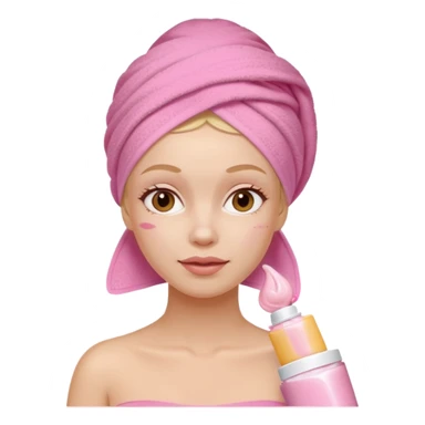 spa white woman with a light pink towel on her head and pink face cream on her cheeks sticker