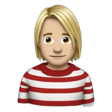 Kurt Cobain from Nirvana wearing a Red and Black striped sweater sticker