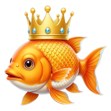 goldfish wearing a crown sticker