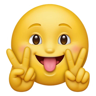 A yellow emoji face sticking it’s tongue between it’s fingers making a peace sign sticker
