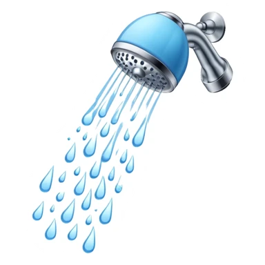 showerhead with icy blue water sticker