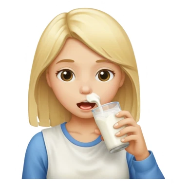 blond girl sucking milk  sticker