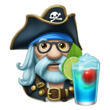pirate Papa Smurf drinking mojito sticker