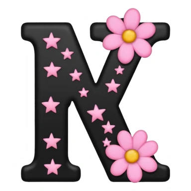 The letter V in black font with a pink heart stars and flowers sticker