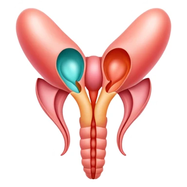 A symbolic female reproductive system with ovaries and uterus, abstract medical illustration sticker