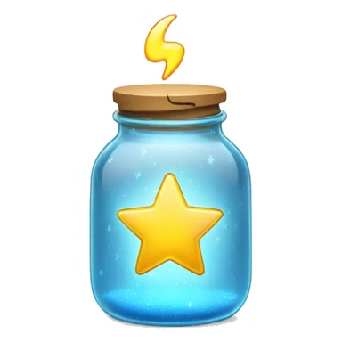 glass jar with bright heart, lightning, drop, star inside sticker