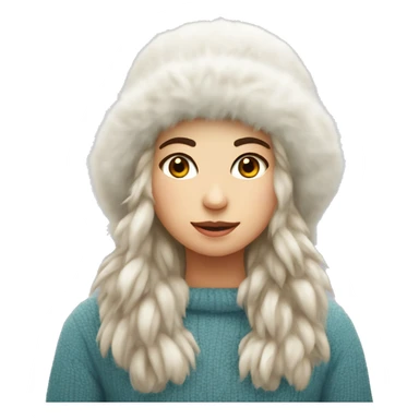 fluffy cozy winter hat on white girl sticker